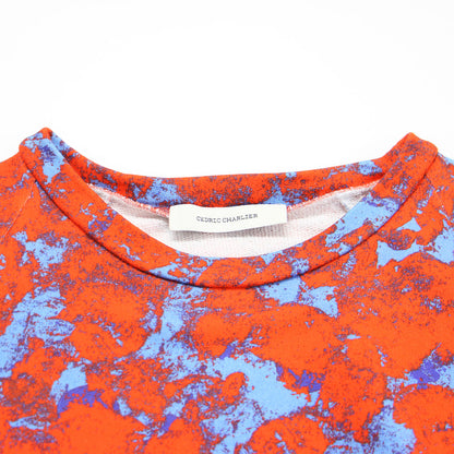 プリント スウェット シャツ / プルオーバー クルーネック 長袖 総柄 コットン