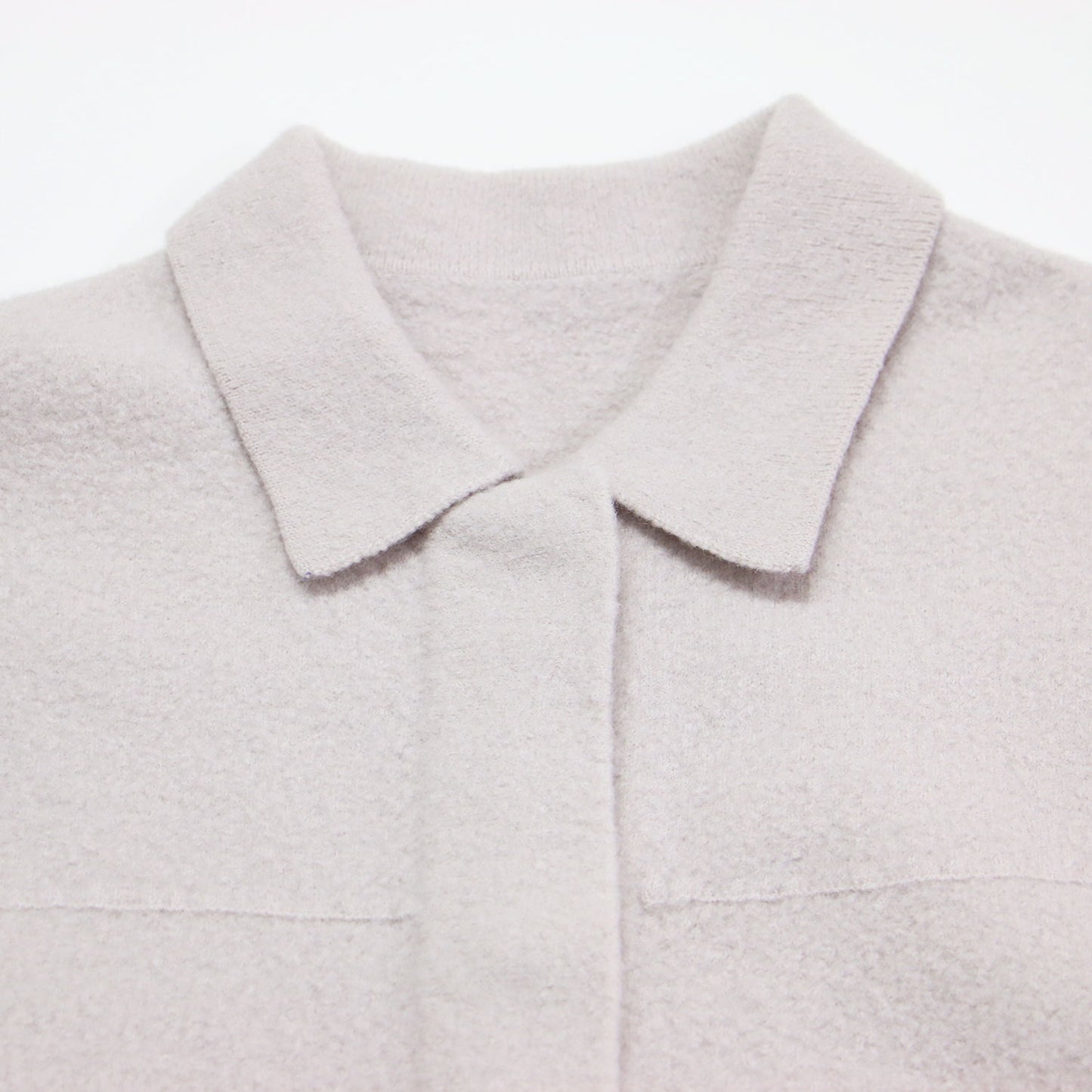 23秋冬 ミルドウール ニット ジレ / ベスト 襟付き オーバーサイズ ブークレ素材