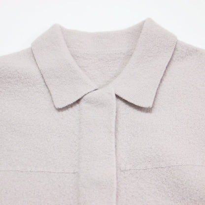 23秋冬 ミルドウール ニット ジレ / ベスト 襟付き オーバーサイズ ブークレ素材