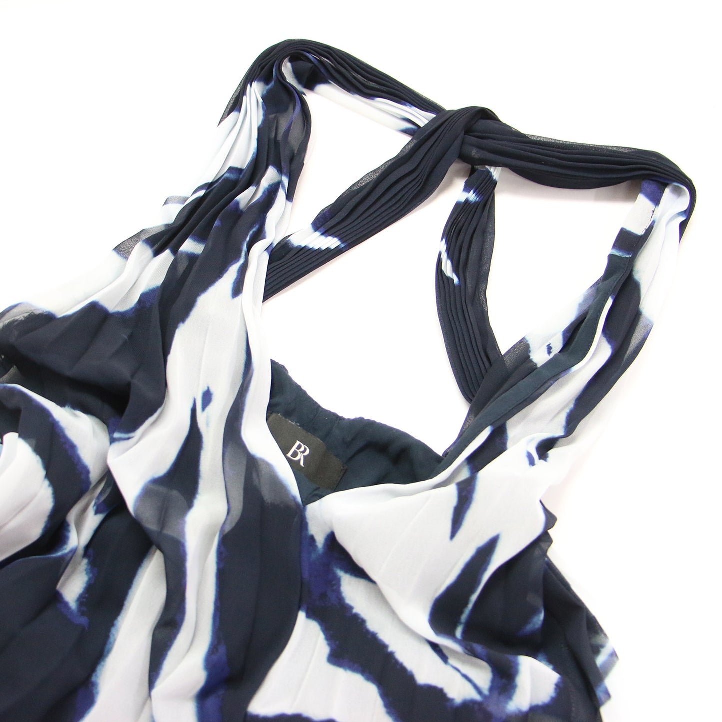 Odetta プリーツ マキシ ドレス / ワンピース ロング Vネック ノースリーブ 総柄 プリント