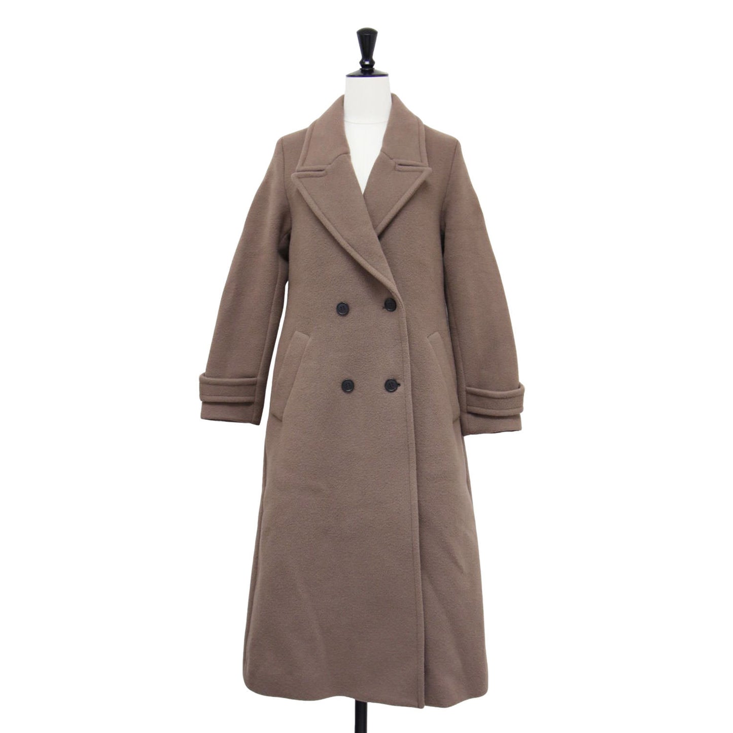 セミフレア ダブル コート / チェスター ロング Vネック ウール