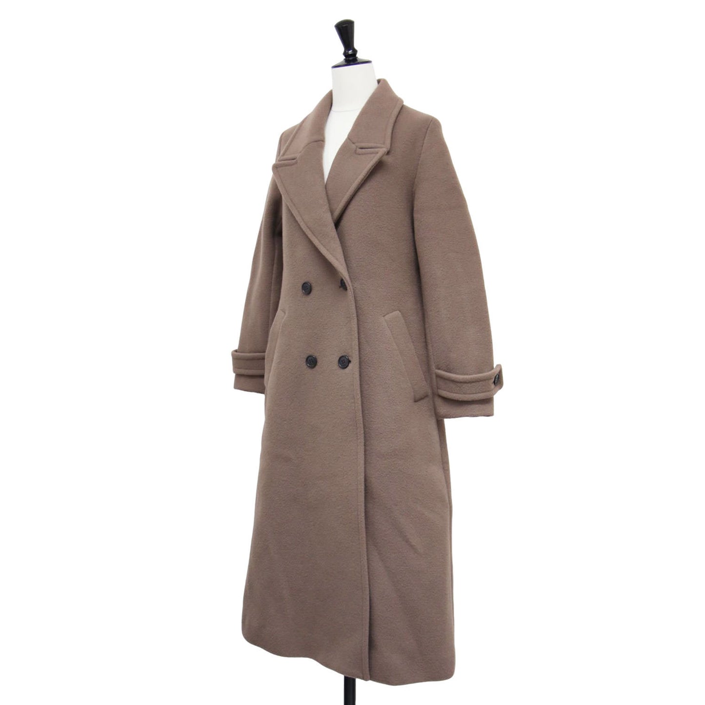 セミフレア ダブル コート / チェスター ロング Vネック ウール