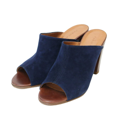 スエード チャンキーヒール サンダル / ミュール オープントゥ ハイヒール レザー