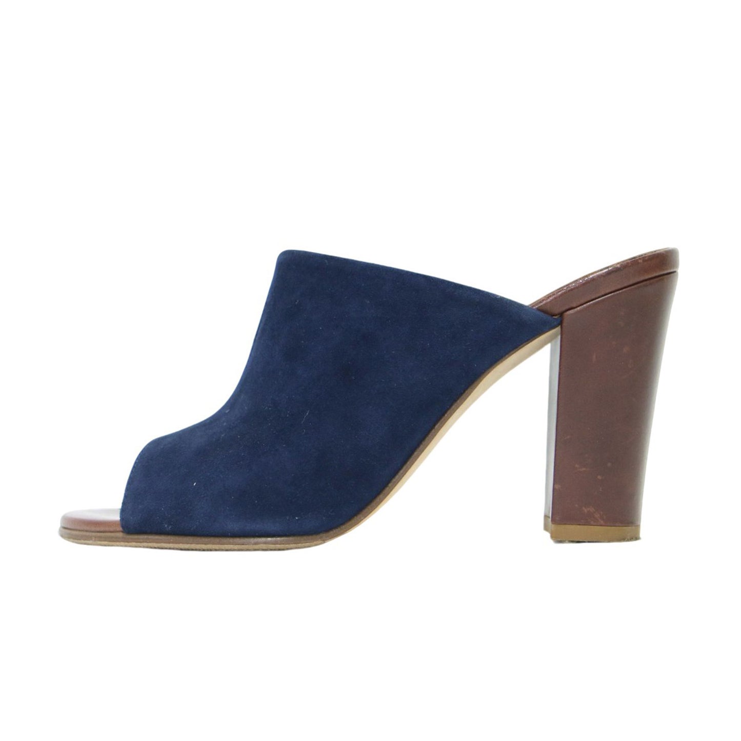 スエード チャンキーヒール サンダル / ミュール オープントゥ ハイヒール レザー