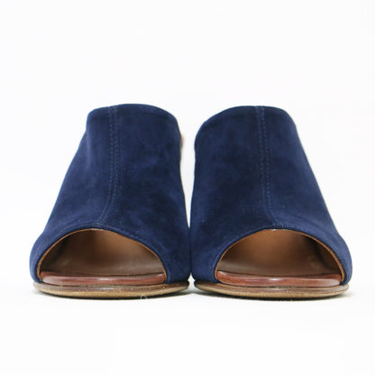 スエード チャンキーヒール サンダル / ミュール オープントゥ ハイヒール レザー