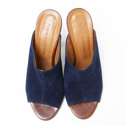 スエード チャンキーヒール サンダル / ミュール オープントゥ ハイヒール レザー