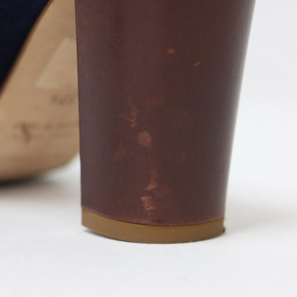 スエード チャンキーヒール サンダル / ミュール オープントゥ ハイヒール レザー