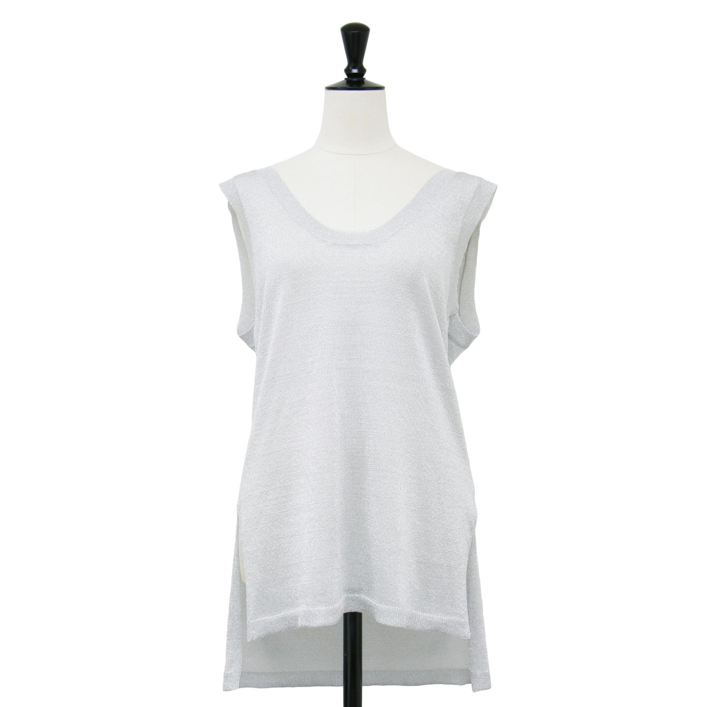 × IENA 別注 グリッター ニット タンクトップ / プルオーバー ノースリーブ Uネック ラメ糸