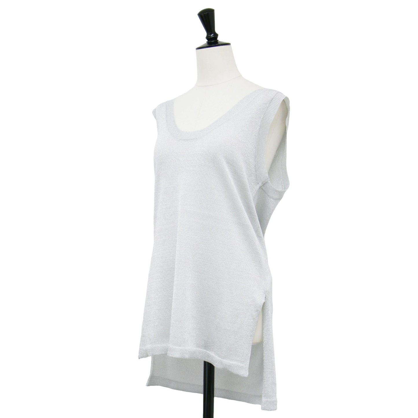 × IENA 別注 グリッター ニット タンクトップ / プルオーバー ノースリーブ Uネック ラメ糸