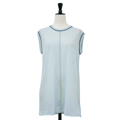 25春夏 コットン ナイロン カラーロック ノースリーブ Tシャツ / カットソー クルーネック シアー