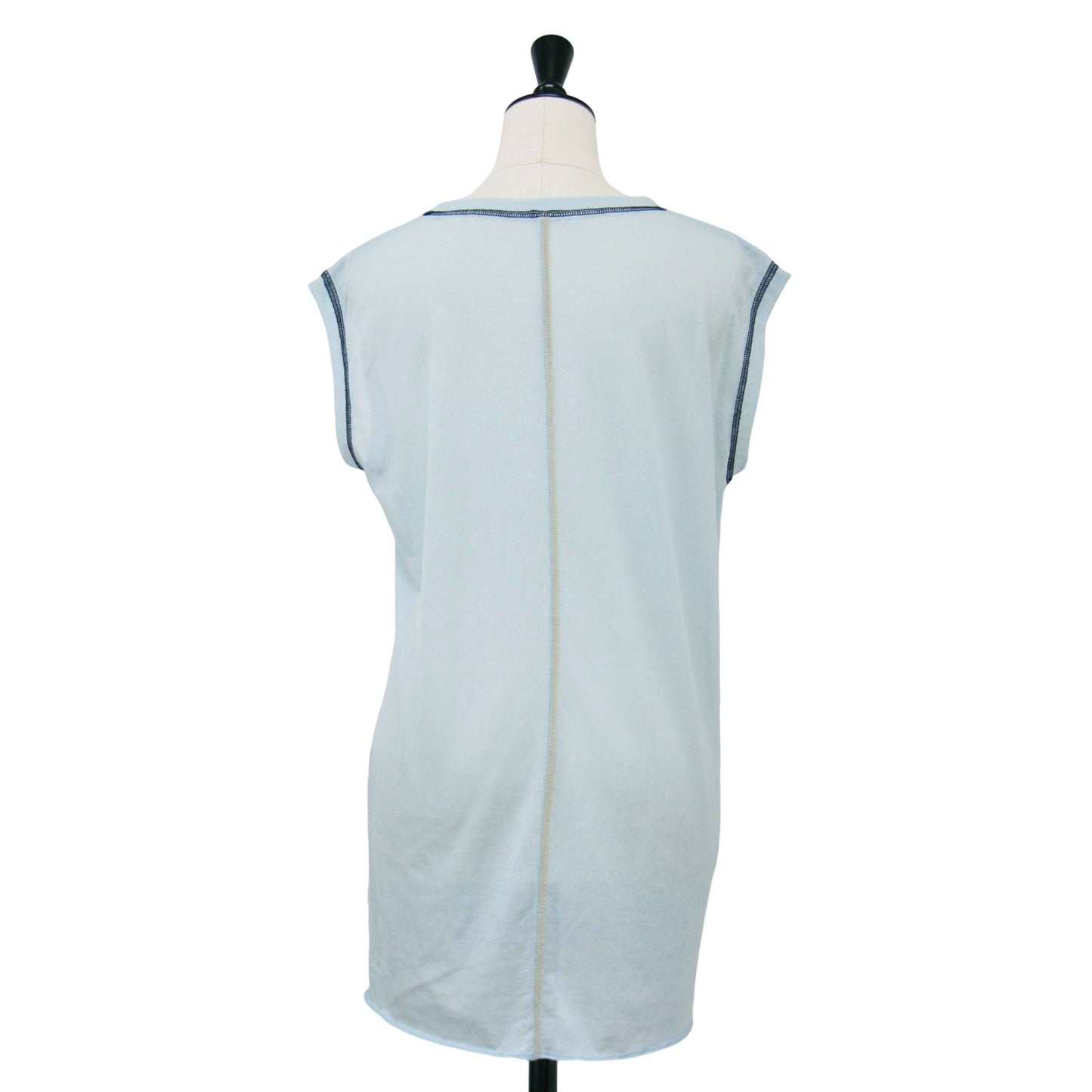 25春夏 コットン ナイロン カラーロック ノースリーブ Tシャツ / カットソー クルーネック シアー