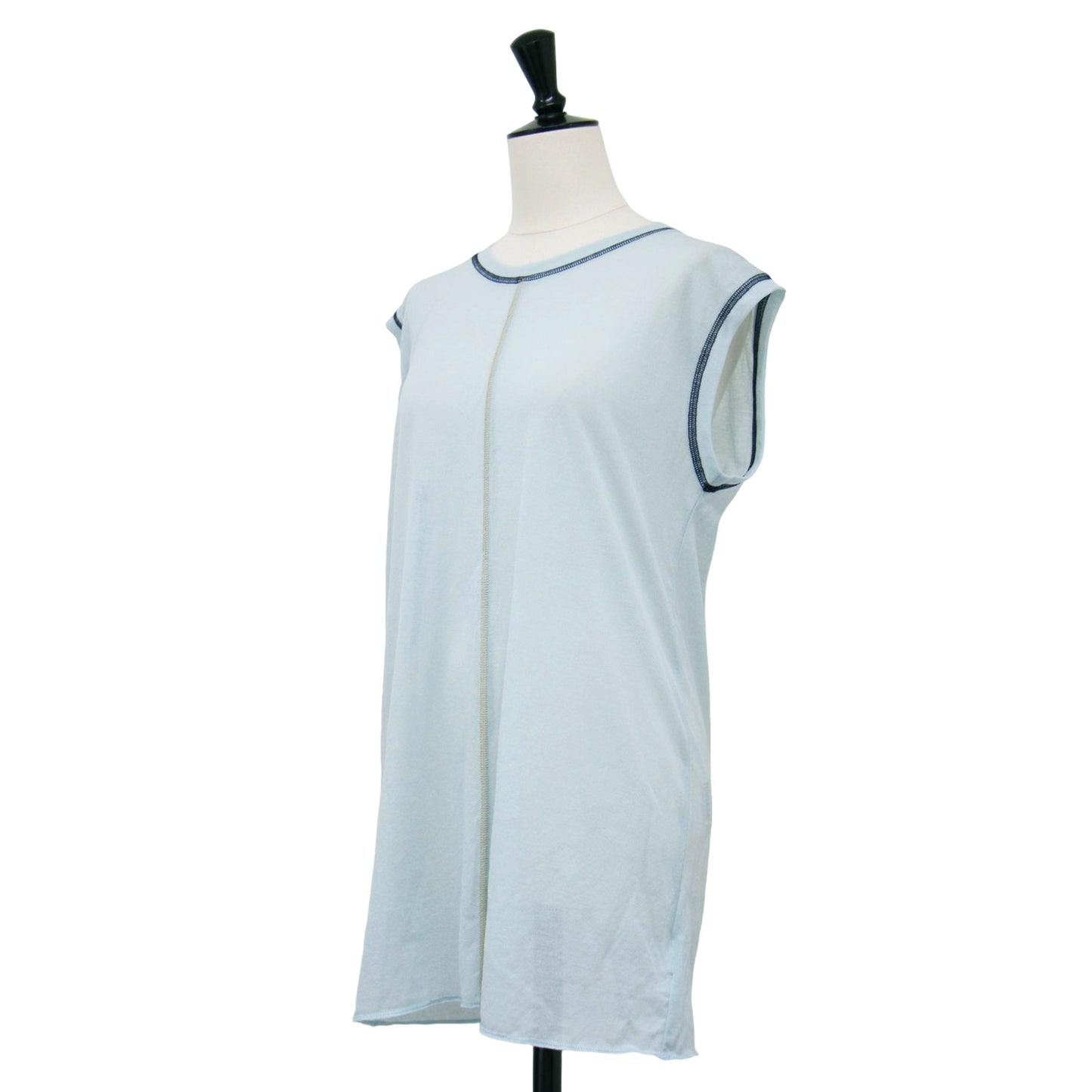 25春夏 コットン ナイロン カラーロック ノースリーブ Tシャツ / カットソー クルーネック シアー