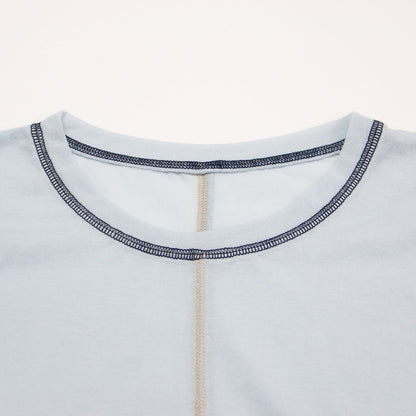 25春夏 コットン ナイロン カラーロック ノースリーブ Tシャツ / カットソー クルーネック シアー