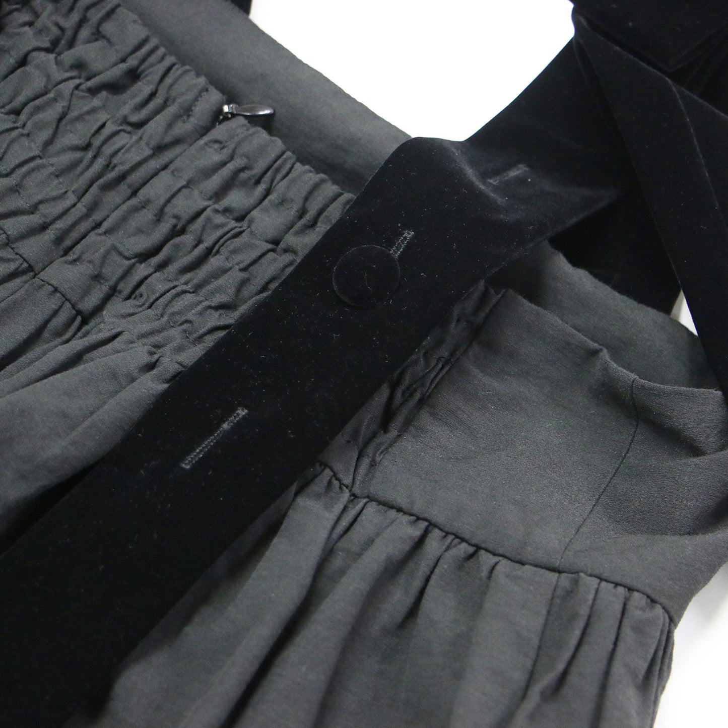 24秋冬 オードリー ベルベット リボン ジャンパースカート / Audrey velvet ribbon jumper skirt ロング ギャザー コットン