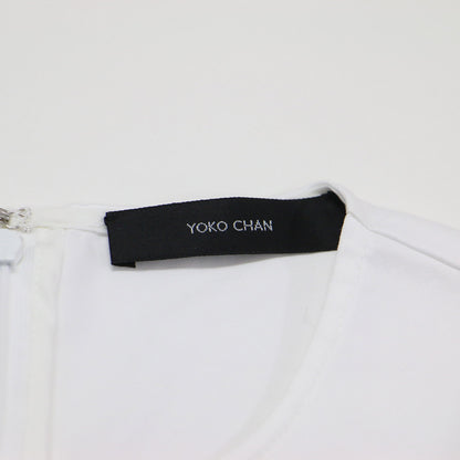 コットン 裾フリル 長袖 ブラウス / シャツ クルーネック ノーカラー