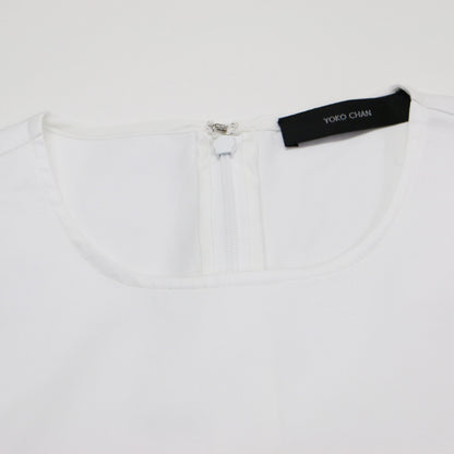 コットン 裾フリル 長袖 ブラウス / シャツ クルーネック ノーカラー