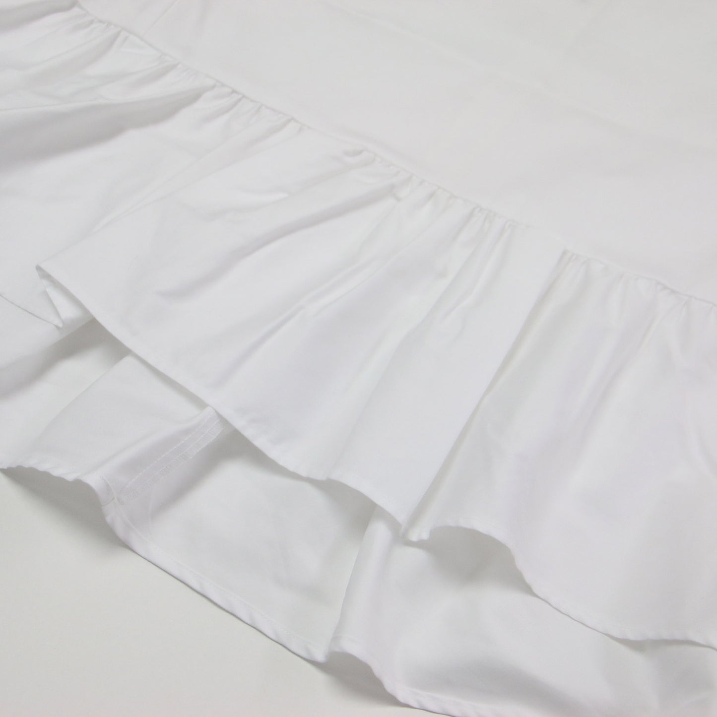 コットン 裾フリル 長袖 ブラウス / シャツ クルーネック ノーカラー