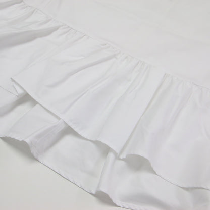 コットン 裾フリル 長袖 ブラウス / シャツ クルーネック ノーカラー