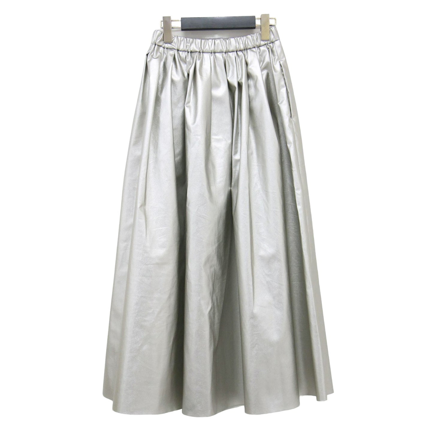 シャイニー ボリューム スカート / ロング丈 ギャザー フェイクレザー