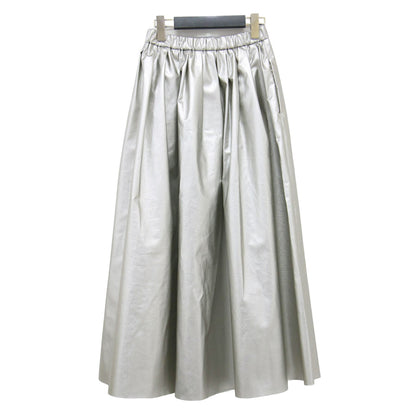 シャイニー ボリューム スカート / ロング丈 ギャザー フェイクレザー