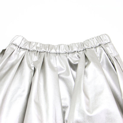 シャイニー ボリューム スカート / ロング丈 ギャザー フェイクレザー