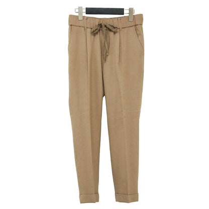 テーパード プルオン パンツ / スラックス タック センタープレス ウエストゴム ウール