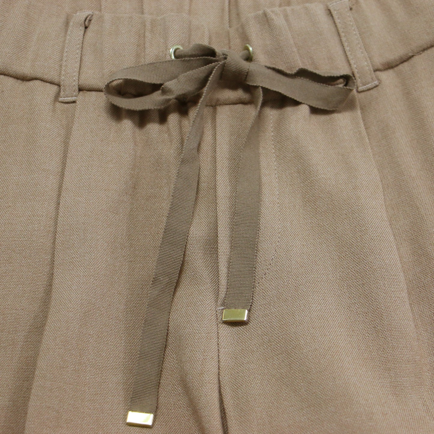 テーパード プルオン パンツ / スラックス タック センタープレス ウエストゴム ウール