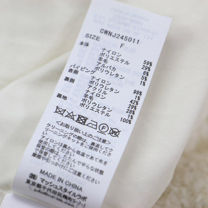 24秋冬 ツィード ニット ジャケット / カーディガン ショート丈 ノーカラー クルーネック 長袖 スパンコール ウール アルパカ