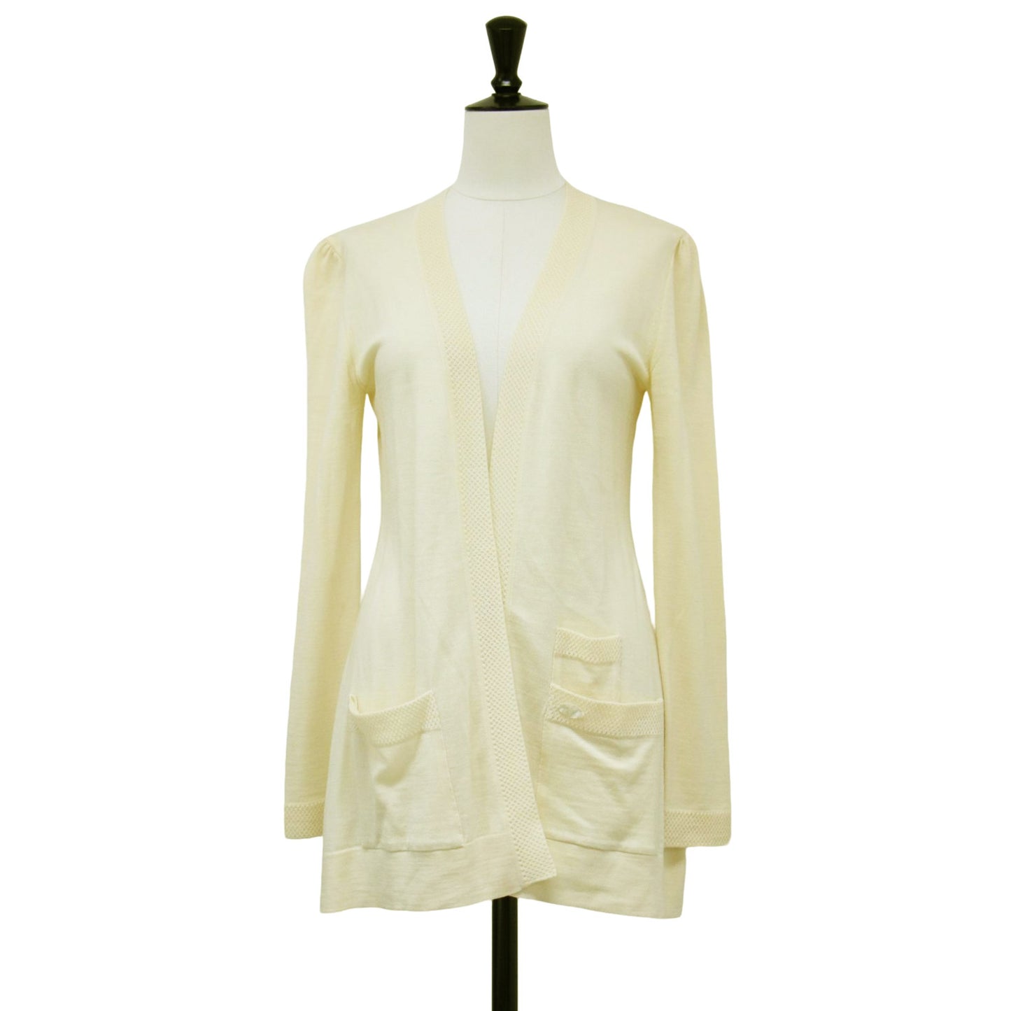 ウール Vネック カーディガン / ニット ミドル丈 長袖 ハイゲージ