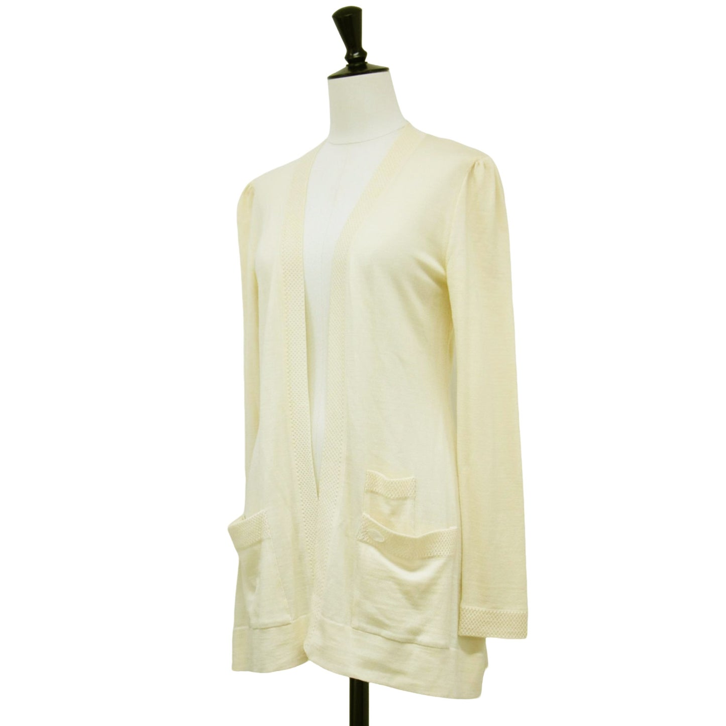 ウール Vネック カーディガン / ニット ミドル丈 長袖 ハイゲージ