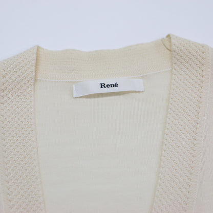 ウール Vネック カーディガン / ニット ミドル丈 長袖 ハイゲージ