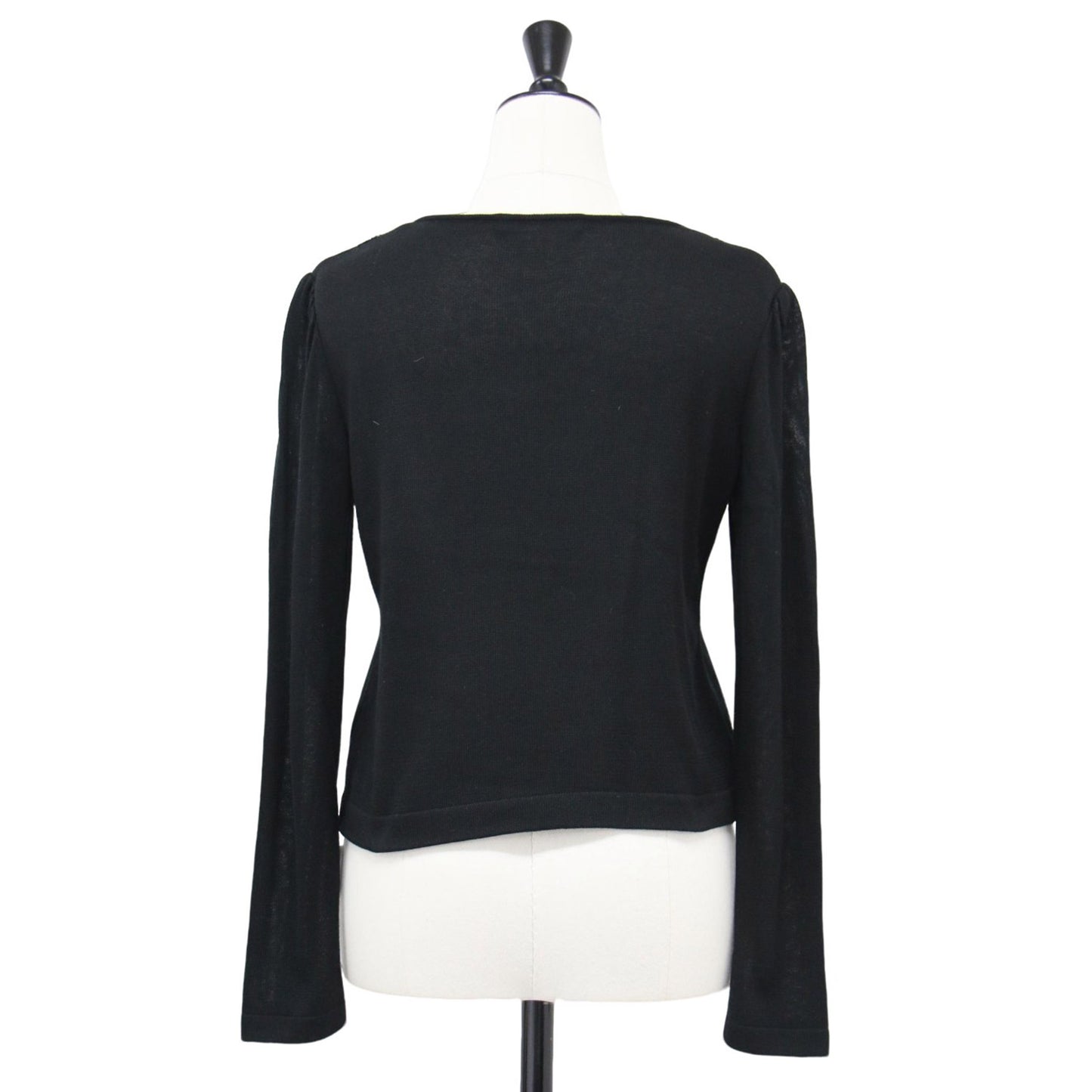 レース付き ショート丈 カーディガン / ニット 長袖 ラウンドネック レースアップ リボン ウール