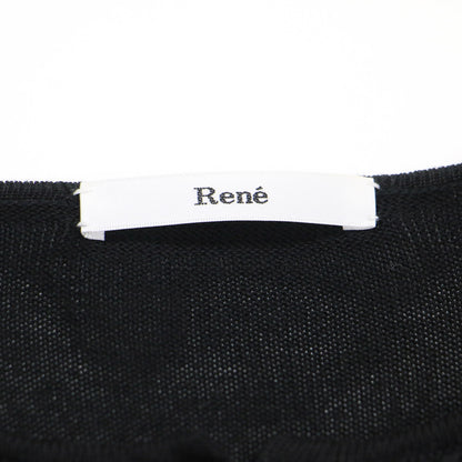 レース付き ショート丈 カーディガン / ニット 長袖 ラウンドネック レースアップ リボン ウール