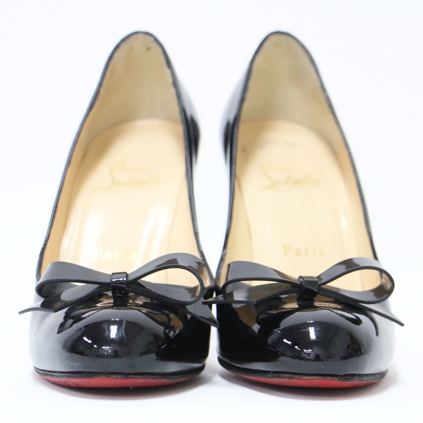 パテント レザー リボン パンプス / ハイヒール ラウンドトゥ エナメル