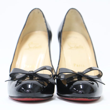 パテント レザー リボン パンプス / ハイヒール ラウンドトゥ エナメル