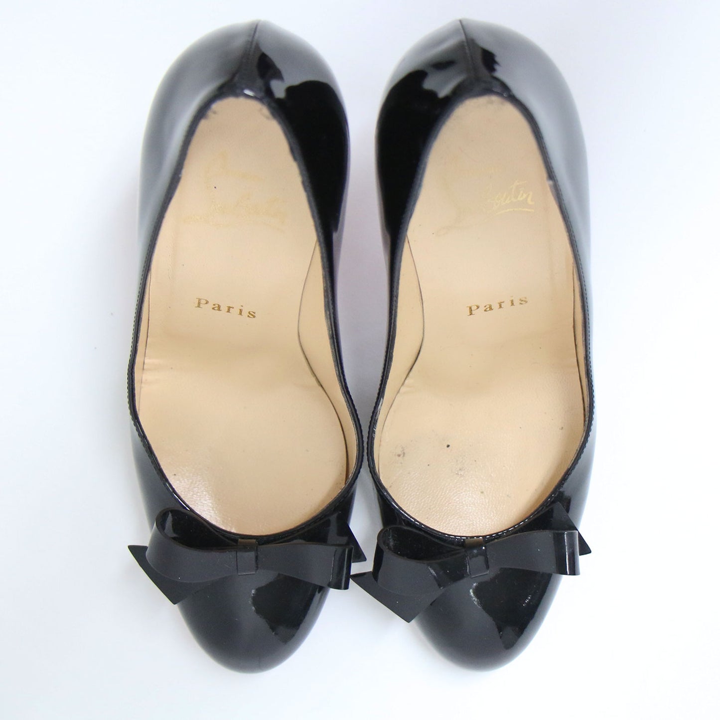 パテント レザー リボン パンプス / ハイヒール ラウンドトゥ エナメル