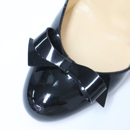 パテント レザー リボン パンプス / ハイヒール ラウンドトゥ エナメル