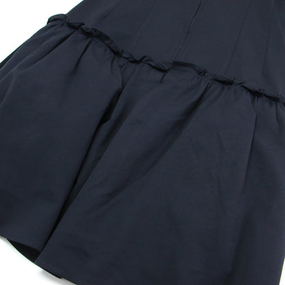 ビジュー付き 半袖 ミニ ワンピース / ラウンドネック パフスリーブ フロントジップ ジャージー素材