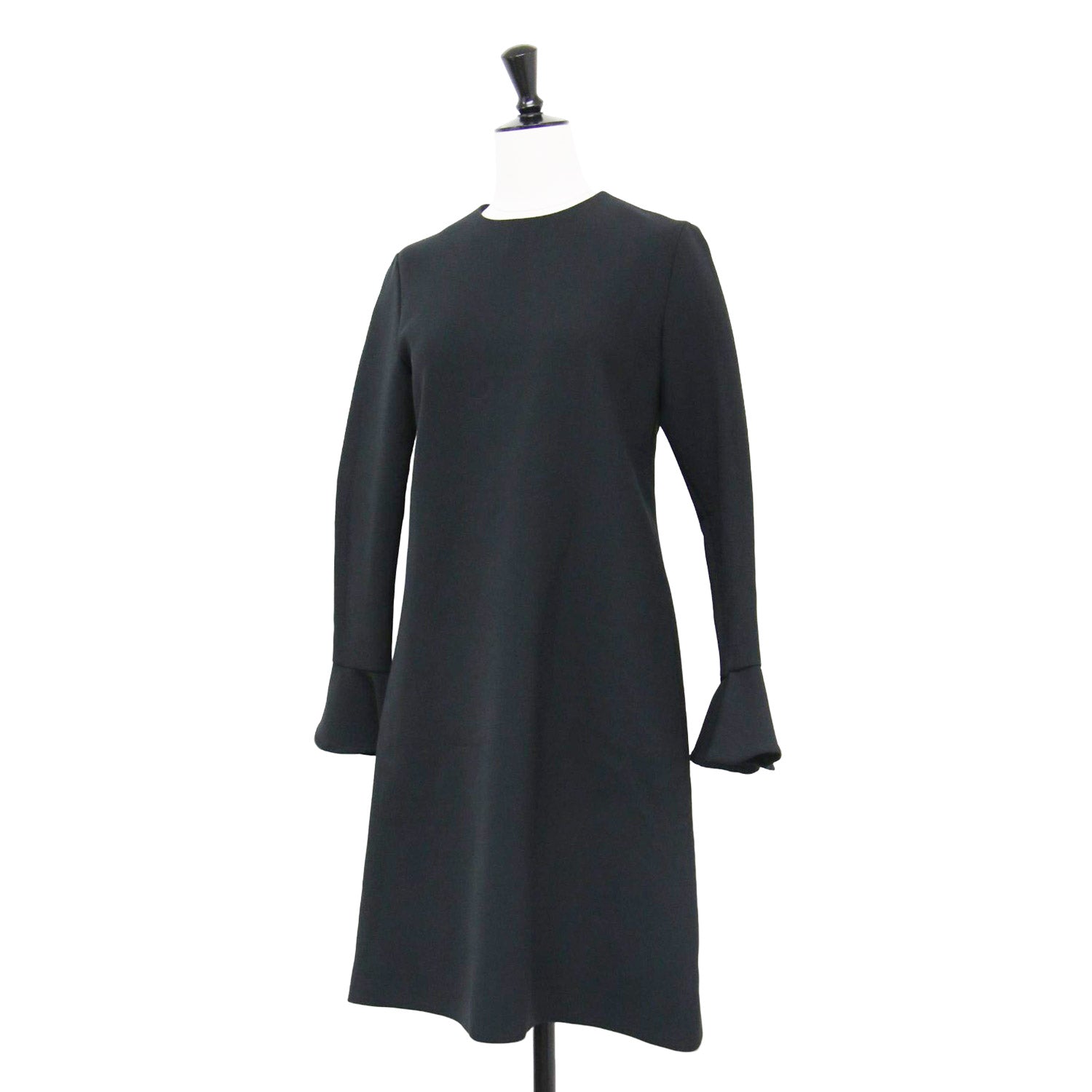 バックパール付き ベルスリーブ ワンピース / ドレス ひざ丈 長袖