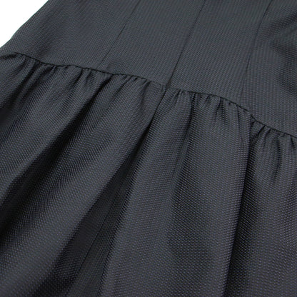 ジャガード フリルスリーブ ミニ ワンピース / ラウンドネック ノースリーブ フロントジップ ギャザー