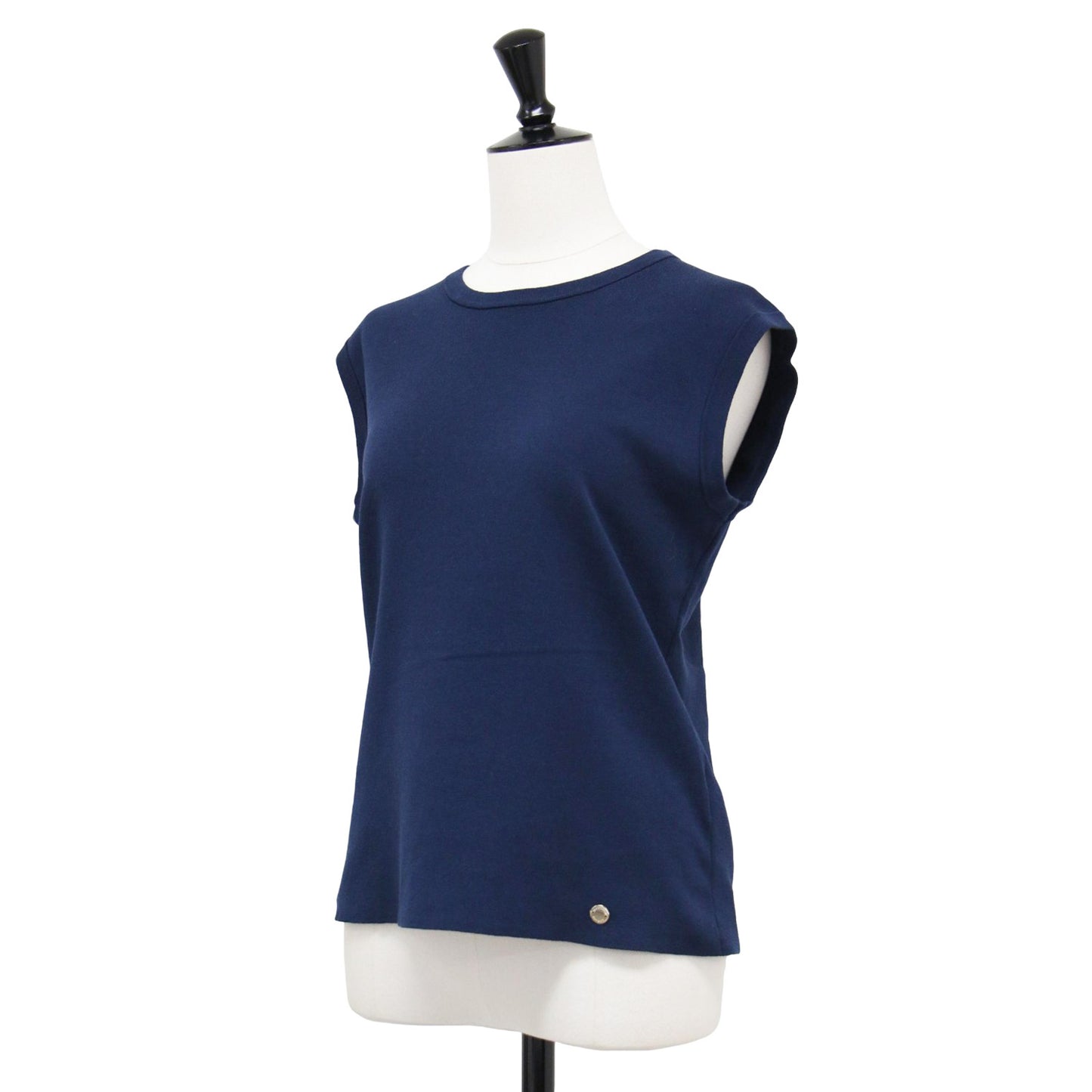 24春夏 ソフト コットン ナイロン プルオーバー / ニット ノースリーブ クルーネック コットン