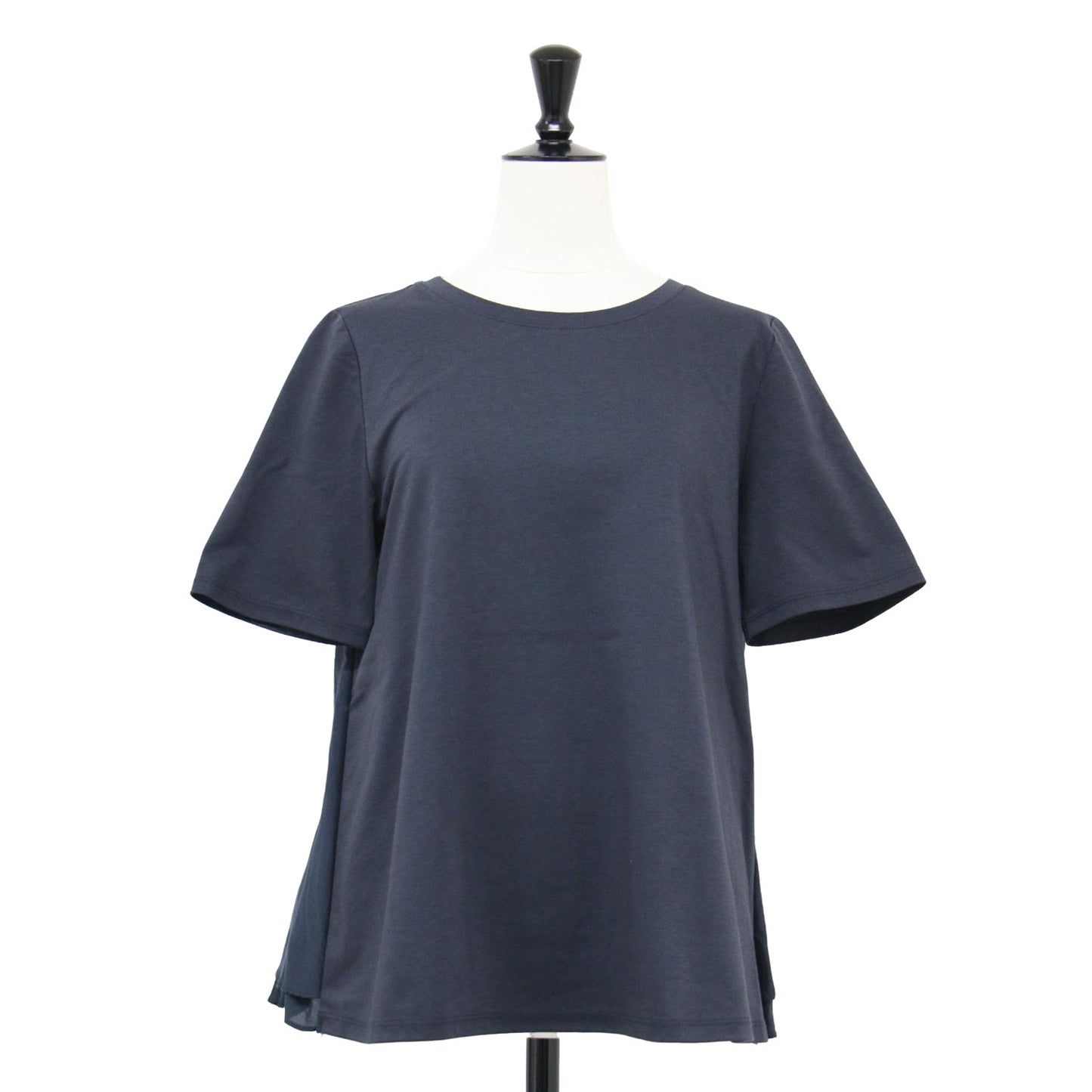 24秋冬 コンパクト コットン ポンチ プルオーバー / Tシャツ カットソー 半袖 クルーネック バックフレア