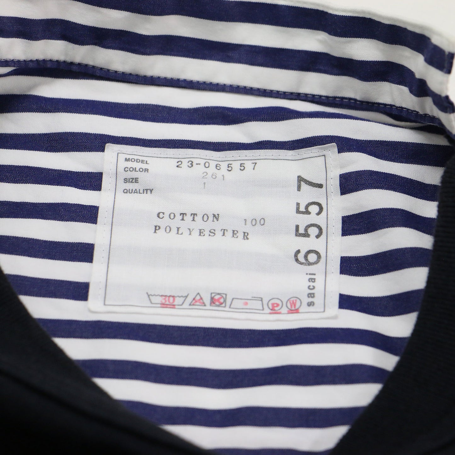 23春夏 ストライプ コンビ 半袖 Tシャツ / Cotton Poplin T-Shirt 23-06557 プルオーバー クルーネック 切替 コットン