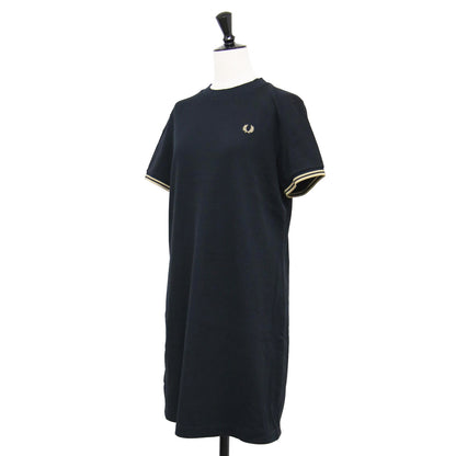 鹿の子 ライン入り Tシャツ ワンピース / ミニ丈 半袖 クルーネック コットン