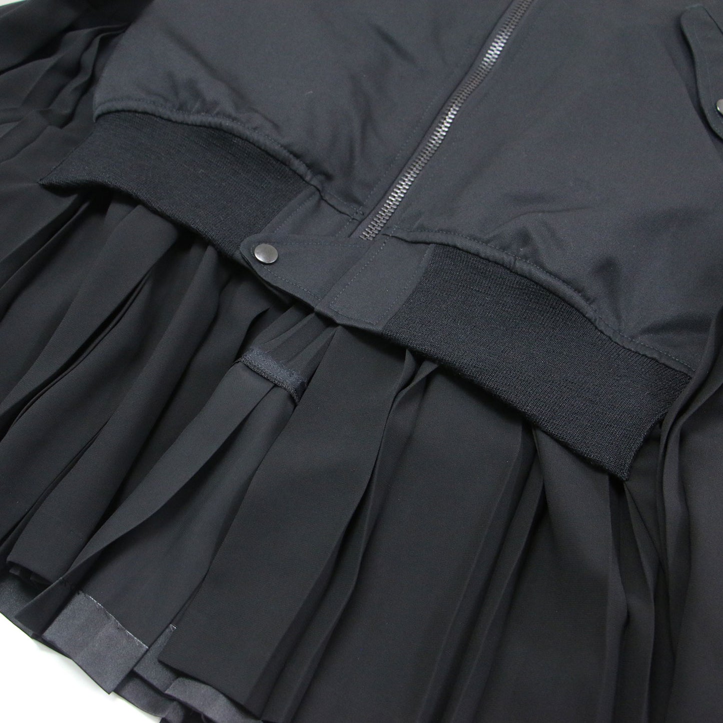 21秋冬 バックプリーツ MA-1 ポンチョ コート / アウター ブルゾン ミドル丈 ジップアップ Aライン リブ ウール