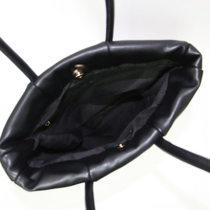 22秋冬 パッチワーク トートバッグ / ショルダーバッグ 肩掛け 中わた フェイクレザー