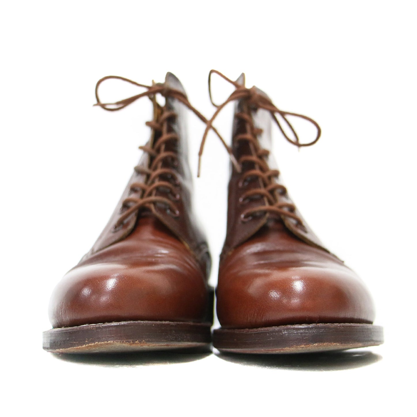 レザー レースアップ ショートブーツ / フラット ラウンドトゥ ヴィンテージ