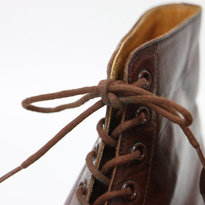 レザー レースアップ ショートブーツ / フラット ラウンドトゥ ヴィンテージ