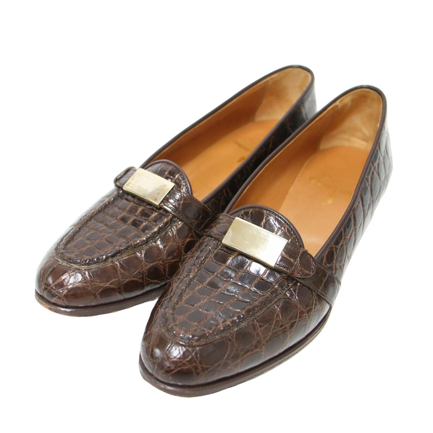 型押し レザー ローファー / シューズ スリッポン フラット ベルト 金具 ヴィンテージ