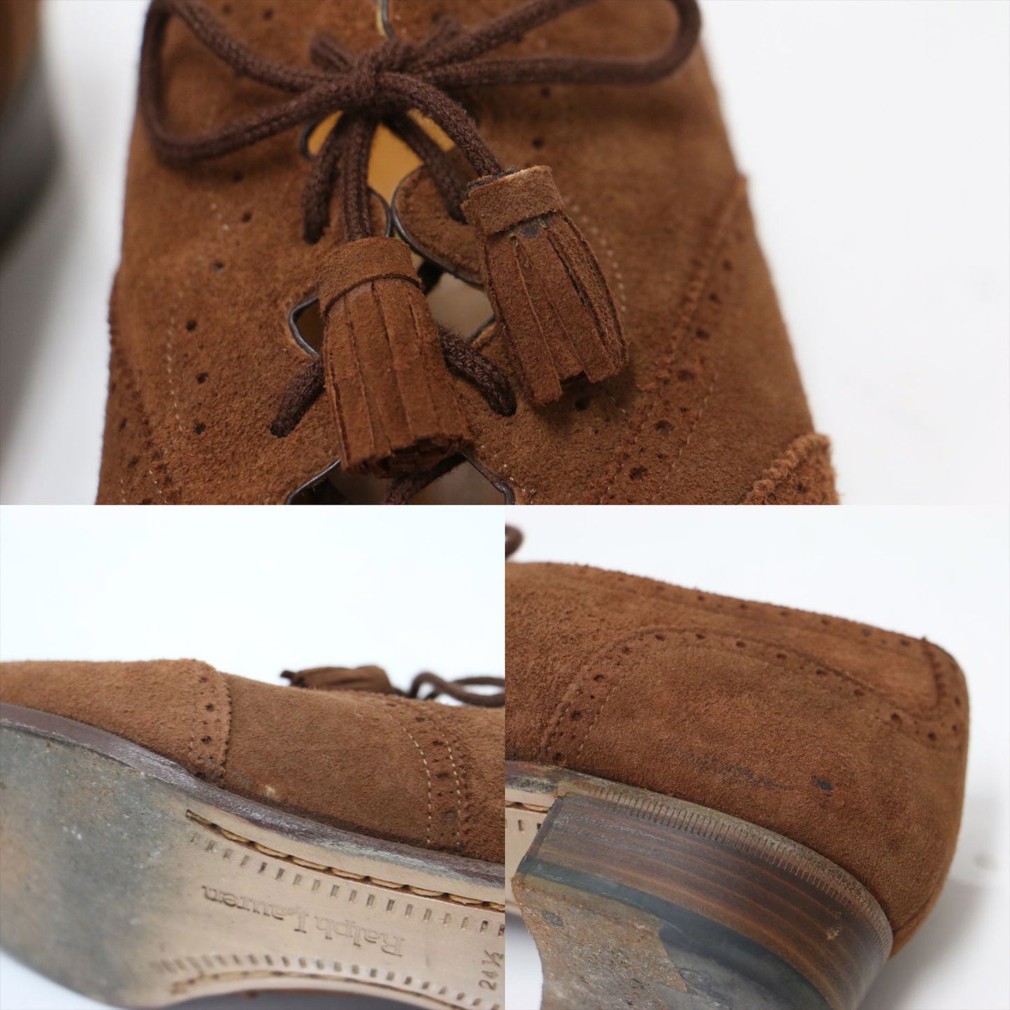 スエード レースアップ ウィングチップ シューズ / フラット タッセル レザー ヴィンテージ